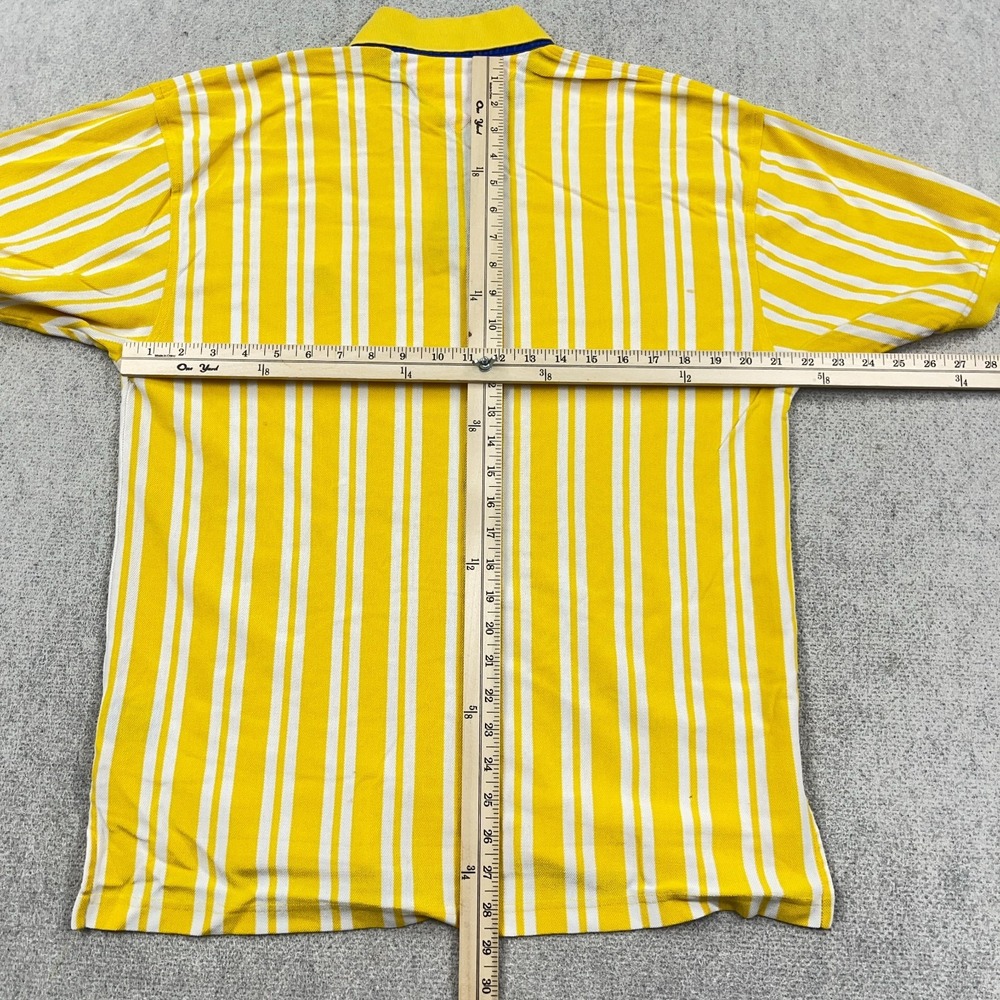 Vintage Tommy Hilfiger Polo Shirt Men Medium Yellow Striped Rugby 90s Vertical * - Picture 11 of 13